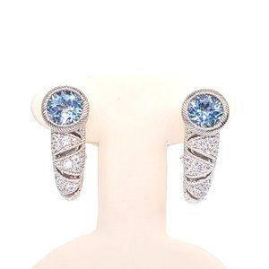 Judith Ripka Sterling Silver Aquamarine CZ Earrings